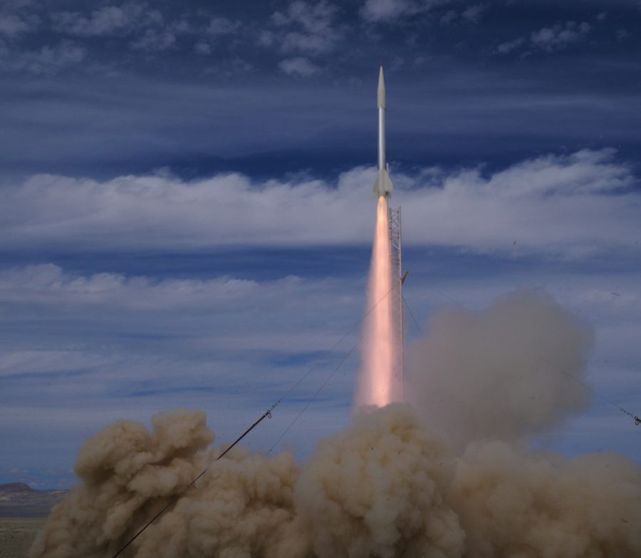 Rocket lifting off from the Black Rock Desert